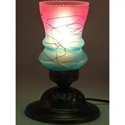 SOMIL Set Of 2 White Printed Glass Cylindrical Shaped Table Lamp-picture-38