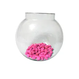 Somil Transparent Round Decorative Glass Fish Pot with Pink Stones -10 Inch-picture-14