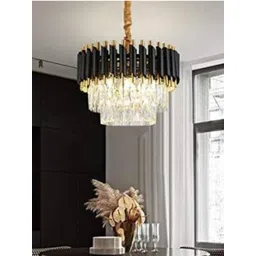 Somil Trendy Style Hanging Chandeliers for Indoor Rooms, Black and Gold, LED Compatible, Measure: 30 X 30 X 40 Cm.-picture-38
