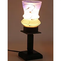 SOMIL White & Blue Colourblocked Glass Cylindrical Shaped Table Lamp-picture-23