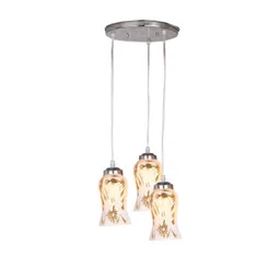 SOMIL White & Gold-Toned Printed Glass Ceiling Lamp-picture-12