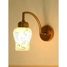 SOMIL White & Gold-Toned Printed Glass Wall Lamp-picture-33