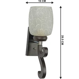 SOMIL White Printed Glass Cylinder Shaped Wall Lamp image 2