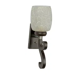 SOMIL White Printed Glass Cylinder Shaped Wall Lamp image 1