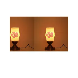 SOMIL Yellow 2 Piece Printed Glass Cylindrical Shaped Table Lamp-picture-23
