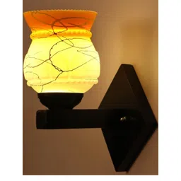 SOMIL Yellow & White Printed Glass Bell Shaped Wall Lamp-picture-37