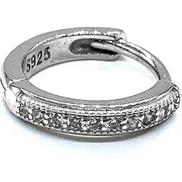 somya A Brand of BM Jewellers 925 Pure Sterling Silver White Zircon Sparkling NoseRing | Studs Upper Ear Lobe Earrings Bali for Girls And Womens With Certificate OF Silver Purity-picture-8