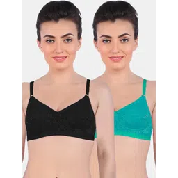 Sonari Green & Black Set Of 2 Floral Non-Padded Fancy Net Bra-picture-39