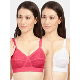 Sonari Pack of 2 Assorted Floral Embroidered Pure Cotton Everyday Bras-picture-17