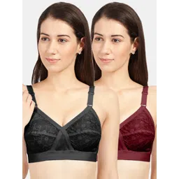 Sonari Pack of 2 Assorted Floral Embroidered Pure Cotton Everyday Bras-picture-19