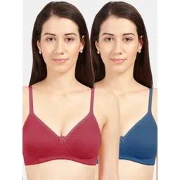 Sonari Pack of 2 Blue & Maroon Bra Non-Padded-picture-39