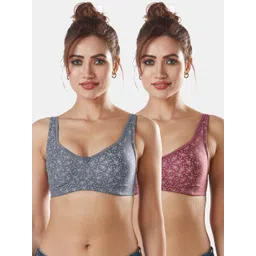 Sonari Pack Of 2 Grey & Purple Floral Bra-picture-26
