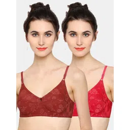 Sonari Pack Of 2 Self Design Maroon & Red Floral Bra penelopcoffeered30B-picture-27