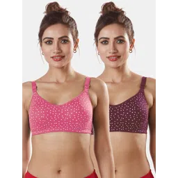 Sonari Pink & Burgundy Pack Of 2 Printed Seamless T-Shirt Bra-picture-15