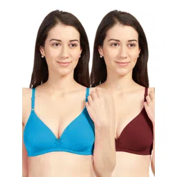 Sonari Women Pack Of 2 Blue & Maroon Solid Non Padded Everyday Bra omaniafirozemaroon30B-picture-17