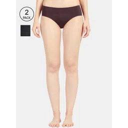 Sonari Women Pack of 2 Brown & Black Solid Leak Proof Period Panties-picture-38