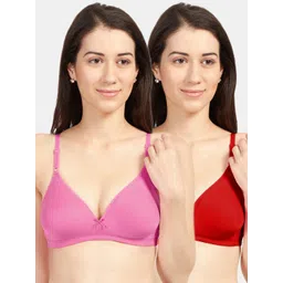 Sonari Women Pack Of 2 Fuchsia & Red Solid Non Padded Everyday Bra-picture-36
