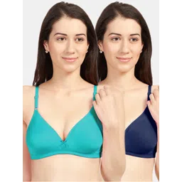 Sonari Women Pack Of 2 Green & Navy Blue Solid Non Padded Everyday Bra-picture-25