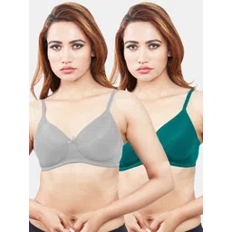 Sonari Women Pack Of 2 Grey & Green Solid Lightly Padded T-Shirt Bra-picture-41