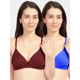 Sonari Women Pack Of 2 Maroon & Blue Solid Non Padded Everyday Bra-picture-14