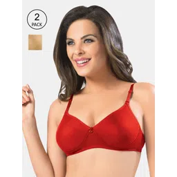 Sonari Women Pack of 2 Red & Beige Double layered Bra-picture-37