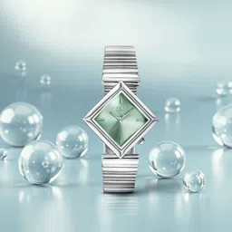 Poze By Sonata Quartz Analog Green Dial Silver Metal Strap Watch For Women-picture-17