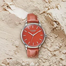 Poze By Sonata Quartz Analog Orange Dial Orange Leather Strap Watch For Men-picture-37