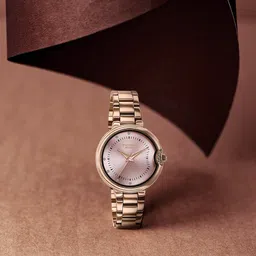 Poze By Sonata Quartz Analog Pink Dial Rose Gold Metal Strap Watch For Women-picture-12