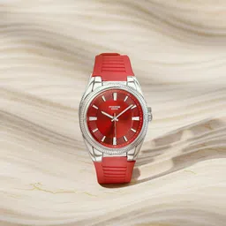 Poze By Sonata Quartz Analog Red Dial Red Silicone Strap Watch For Men-picture-19