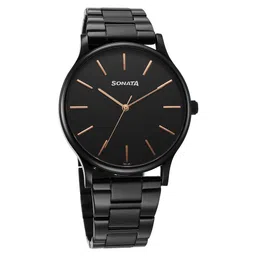Sonata Aspire Quartz Analog Black Dial Stainless Steel Strap Watch For Men-picture-25