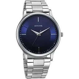 sonata Aspire Quartz Analog Blue Dial Stainless Steel Strap Watch for Men-77105SM15W/NT77105SM15W-picture-14