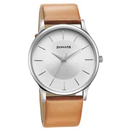 Sonata Aspire Quartz Analog Silver Dial Leather Strap Watch for Men-picture-24