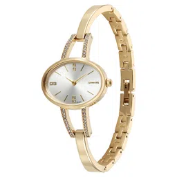 Sonata Aura Quartz Analog Silver Dial Golden Stainless Steel Strap Watch For Women image 2