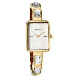 Sonata Aura Quartz Analog White Mother of Pearl Dial Golden Stainless Steel Strap Watch For Women-picture-23