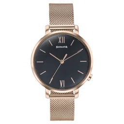 Sonata Elegent Essentials Quartz Analog Black Dial Stainless Steel Strap Watch For Women-picture-15