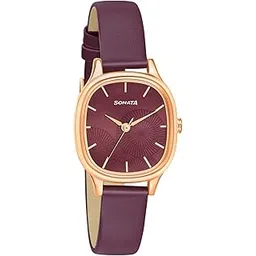 sonata Linnea Maroon Dial Women Watch with Leather Strap-NS8173WL01-picture-25