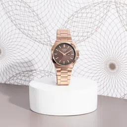 Sonata Poze Quartz Analog Brown Dial Rose Gold Colour Stainless Steel Strap Watch For Men-picture-29