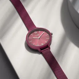 Sonata Poze Quartz Analog Purple Dial Mesh Strap Watch for Women-picture-16