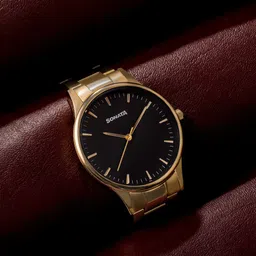 Sonata Quartz Analog Black Dial Golden Stainless Steel Strap Watch For Men-picture-27