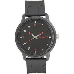 sonata Quartz Analog Black Dial Plastic Strap Watch for Men-NS77085PP04W/NT77085PP04W-picture-30