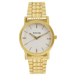 Sonata Quartz Analog White Dial Metal Strap Watch for Men-picture-11