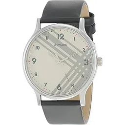 sonata Smart Plaid Quartz Analog White Dial Leather Strap Watch for Men-NS77105SL01W/NT77105SL01W-picture-32