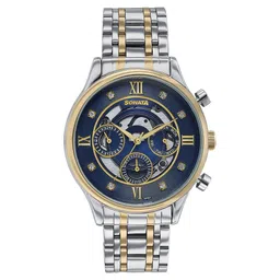 Sonata Wedding Edit Quartz Multifunction Blue Dial Stainless Steel Strap Watch For Men-picture-26