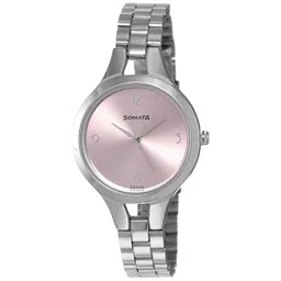 sonata Steel Daisies Pink Dial Women Watch With Stainless Steel Strap-NR8151SM03 image 1