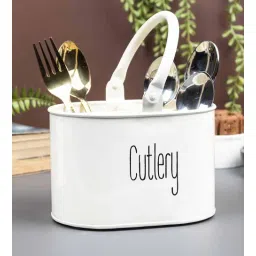 sone key chidiya White Iron Cutlery Holder with Handle-picture-15