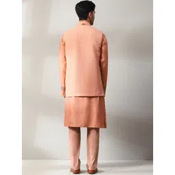 Soniya g Men Floral Embroidered Regular Thread Work Pure Silk Kurta with Trousers image 4