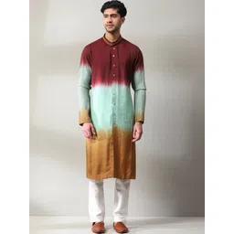 Soniya g Men Floral Printed Regular Pure Silk Kurta with Pyjamas-picture-11