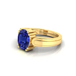 soniya gems 7.25 Ratti 6.00 Ratti Certified Original Blue Sapphire Gold Plated Ring Panchdhatu Adjustable Neelam Ring for Men & Women by Lab Certified image 2