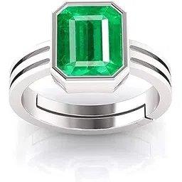 soniya gems Natural Panna Astrological 925 Sterling Silver Adjustable Ring 11.25 Ratti 10.00 Carat Genuine and Certified Emerald Adjustable Silver Ring for Women's and Men's-picture-43