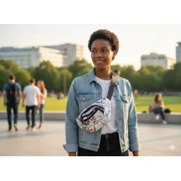 sooqify Stylish Fanny Pack Waist Bag for Men & Women | Camo Pattern Design with Adjustable Strap | Lightweight Travel Pouch for Outdoor, Sports & Everyday Use (White) image 2